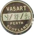 Vasart label round marked.