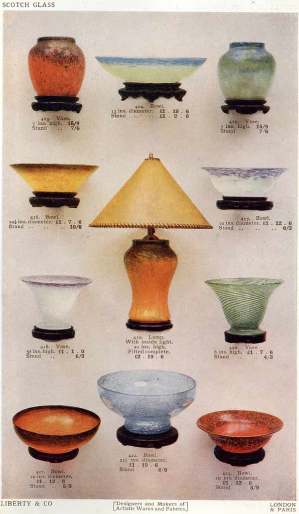 Liberty's Catalogue 1929 Monart Glass