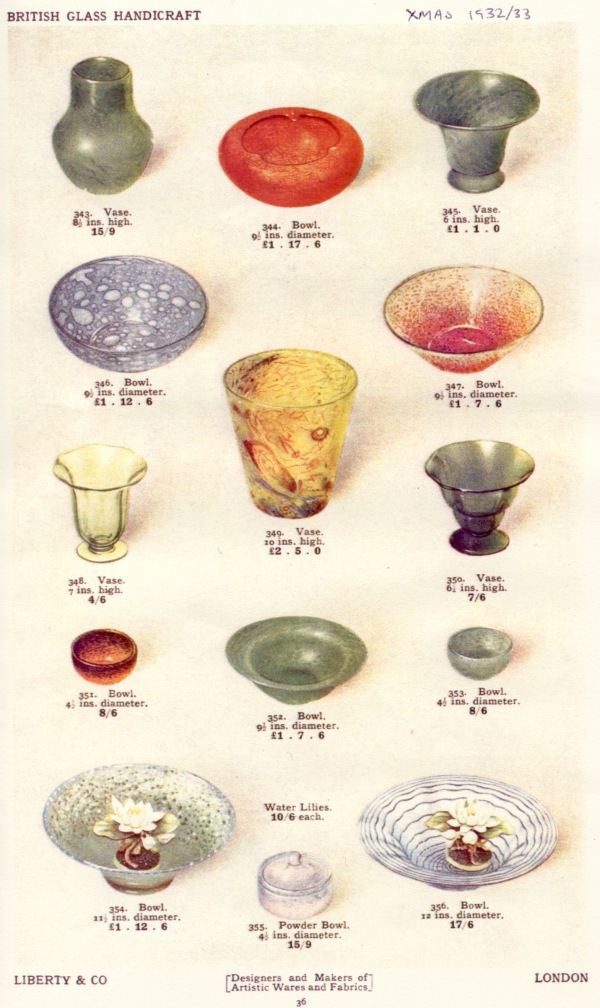 Liberty's Catalogue 1932 Monart Glass