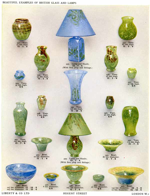 Liberty's Catalogue 1937 Monart Glass