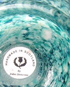 John Deacons glass vase label