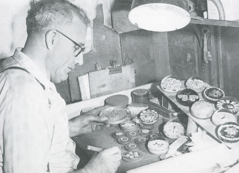 Paul Ysart making paperweights c1960