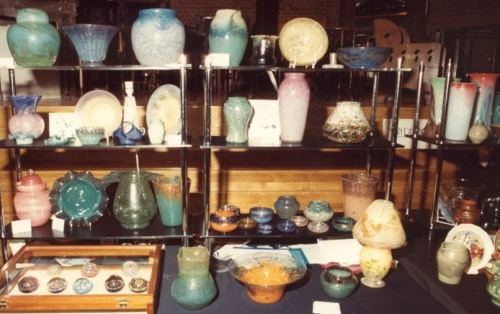 Display of Monart and Vasart glass