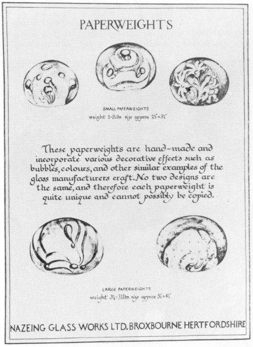 Nazeing Glassworks catalogue 1930's