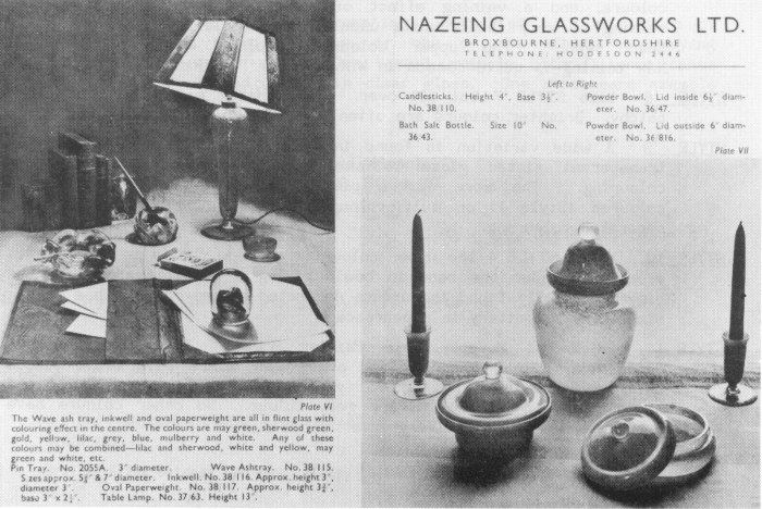 Nazeing Glassworks catalogue 1930's